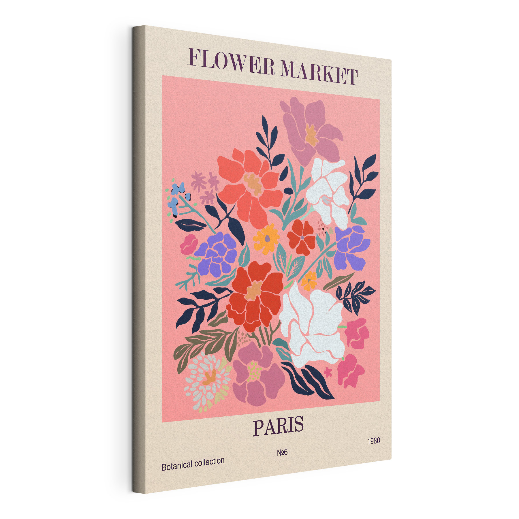 Colorful flower painting on a pink background