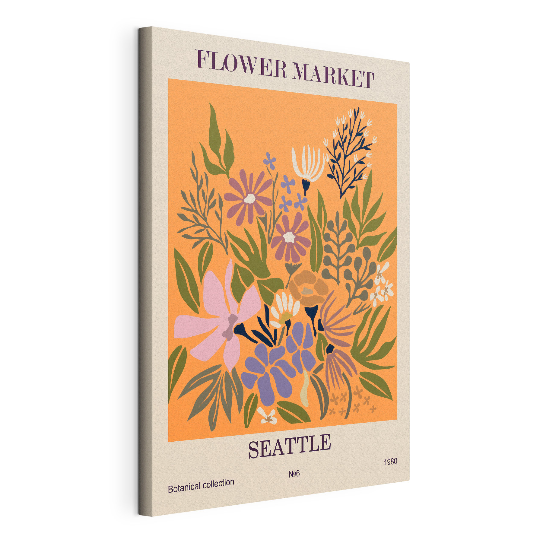 Colorful floral design on an orange background