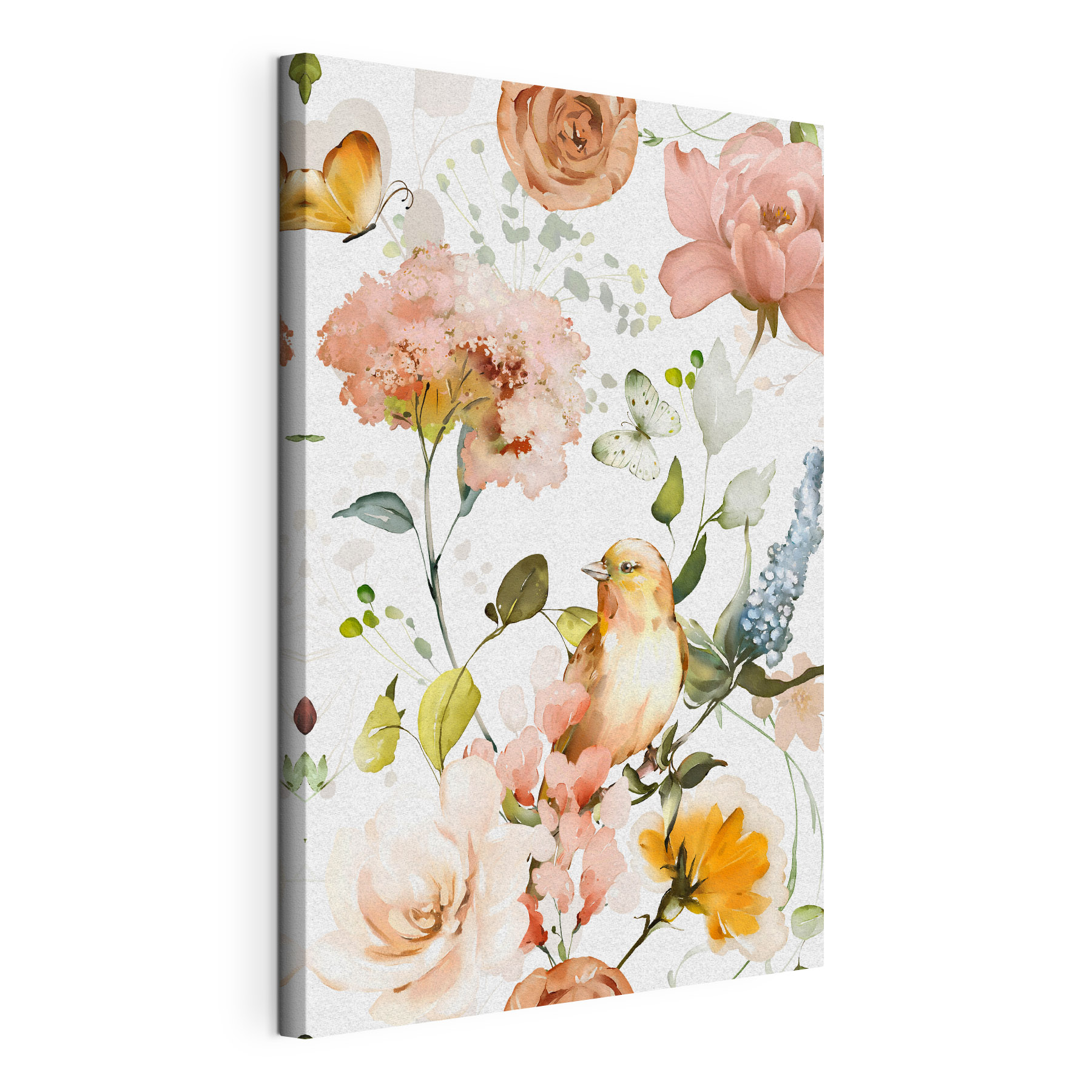 Bird and flowers on a white background Bird and flowers on a white background