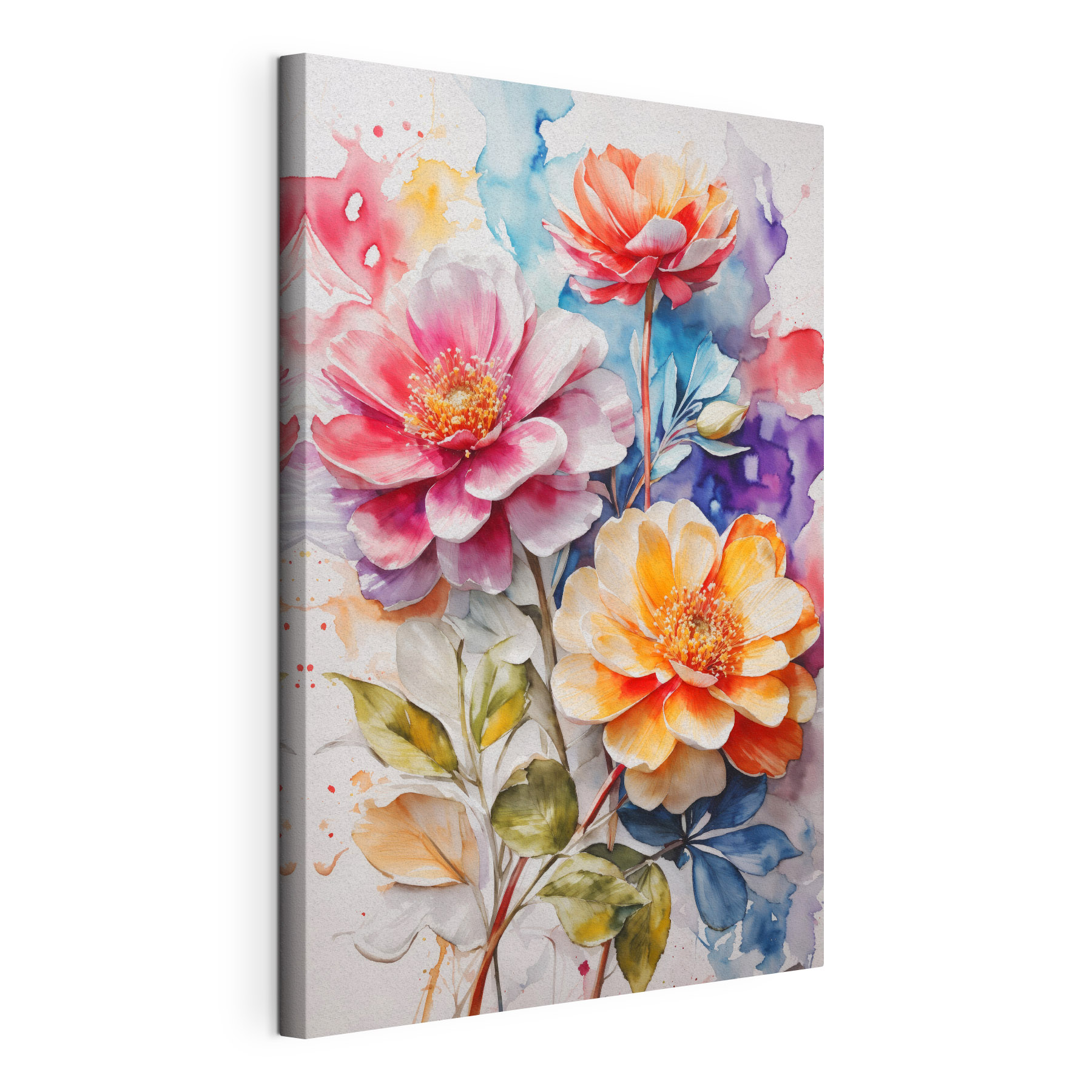 Painting of flowers on a colorful background