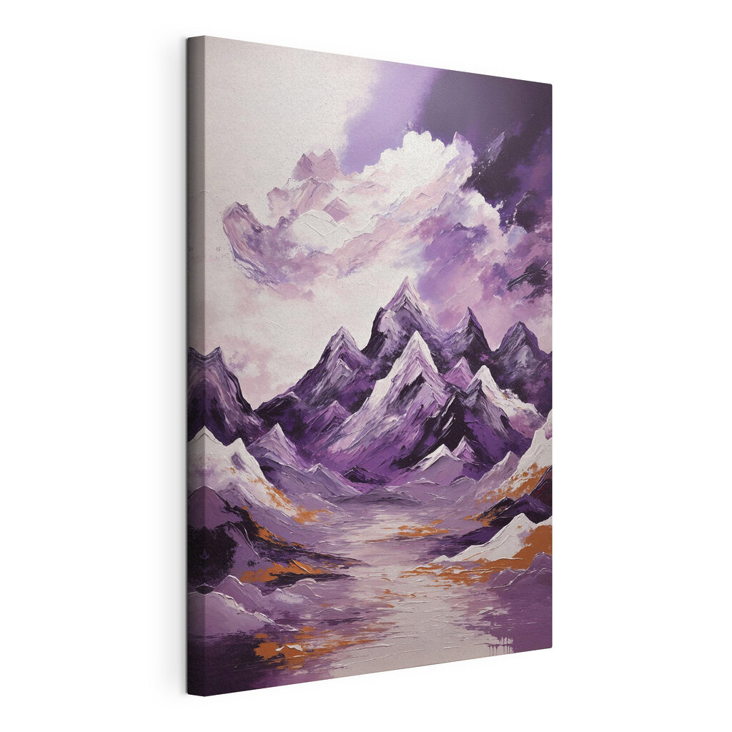 Purple mountains with clouds and purple sky Purple mountains with clouds and purple sky