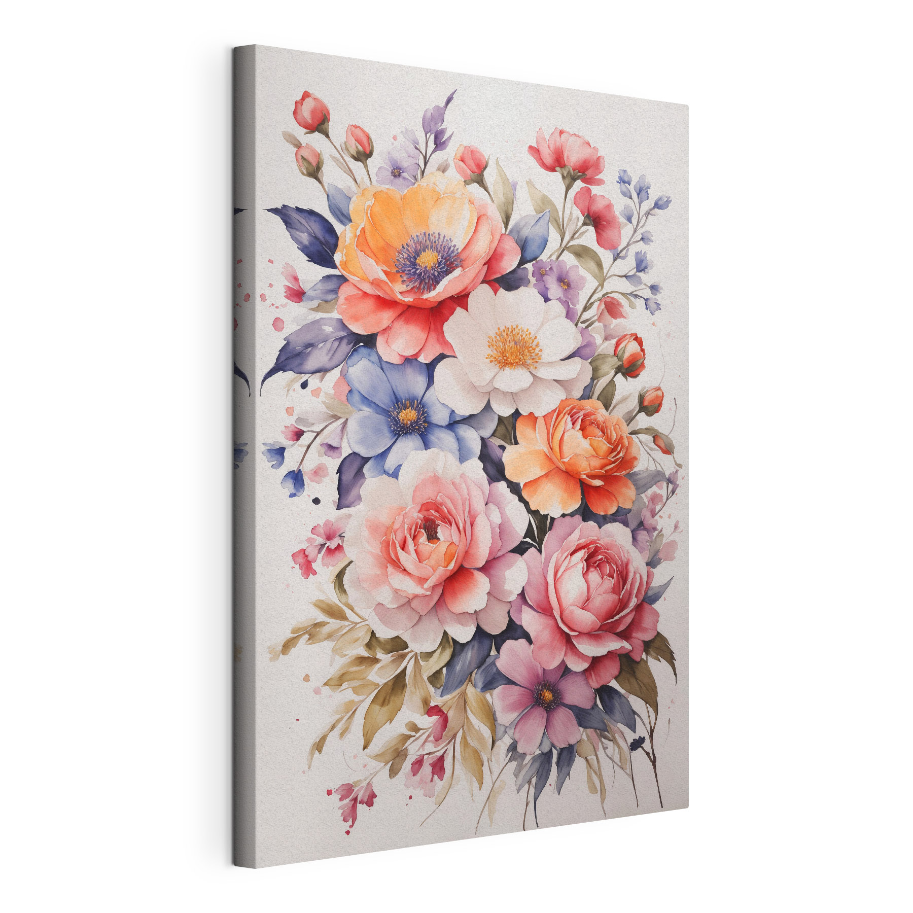 Painting of flowers on a white surface