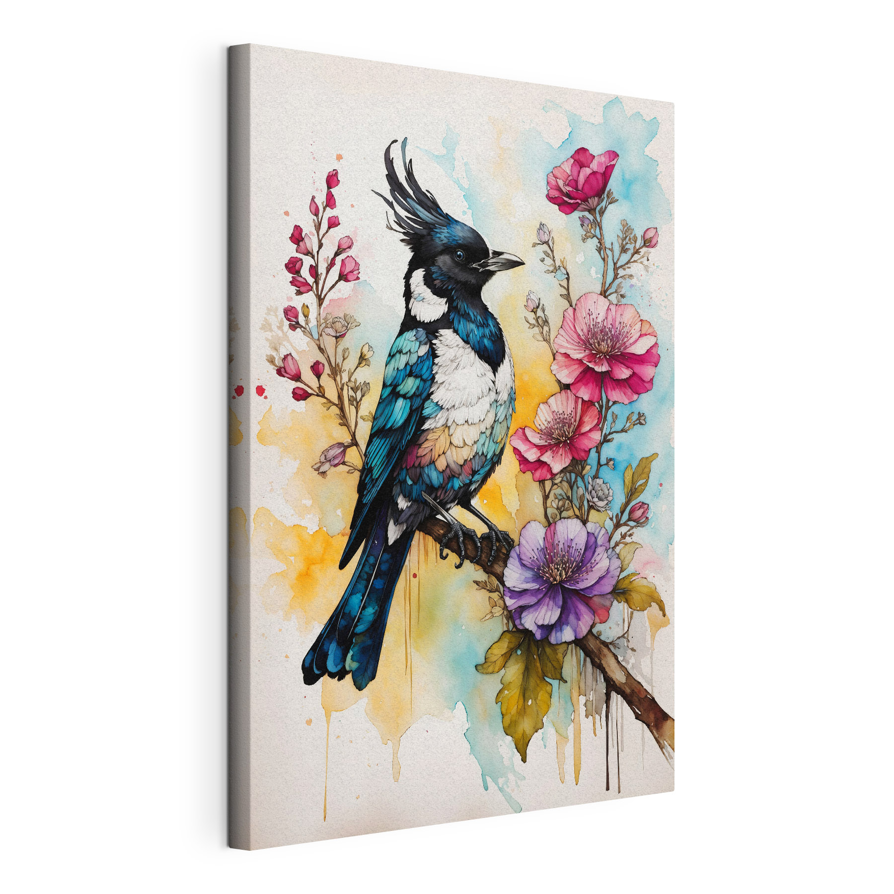 Bird on a branch with flowers Bird on a branch with flowers