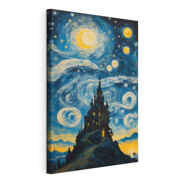 Dipinto raffigurante un castello nel cielo notturno Quadri Dipinto raffigurante un castello nel cielo notturno