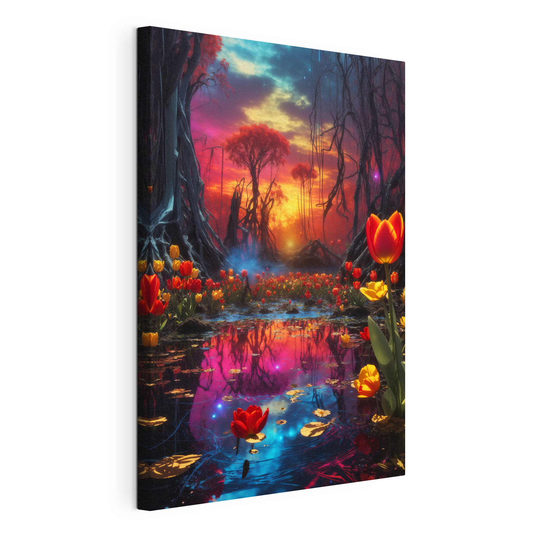 Colorful flowers in a forest