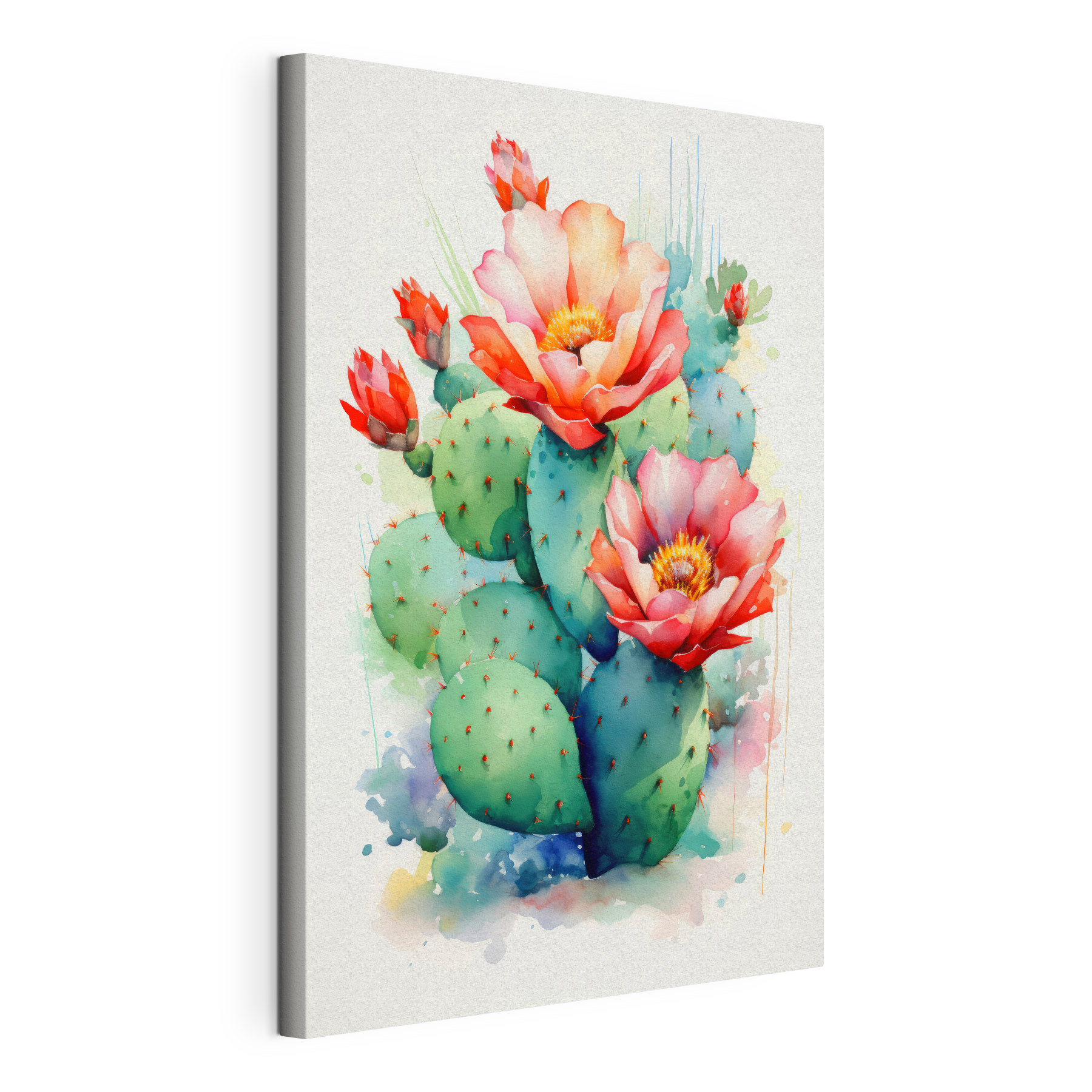 Watercolor painting of a cactus with flowers Watercolor painting of a cactus with flowers