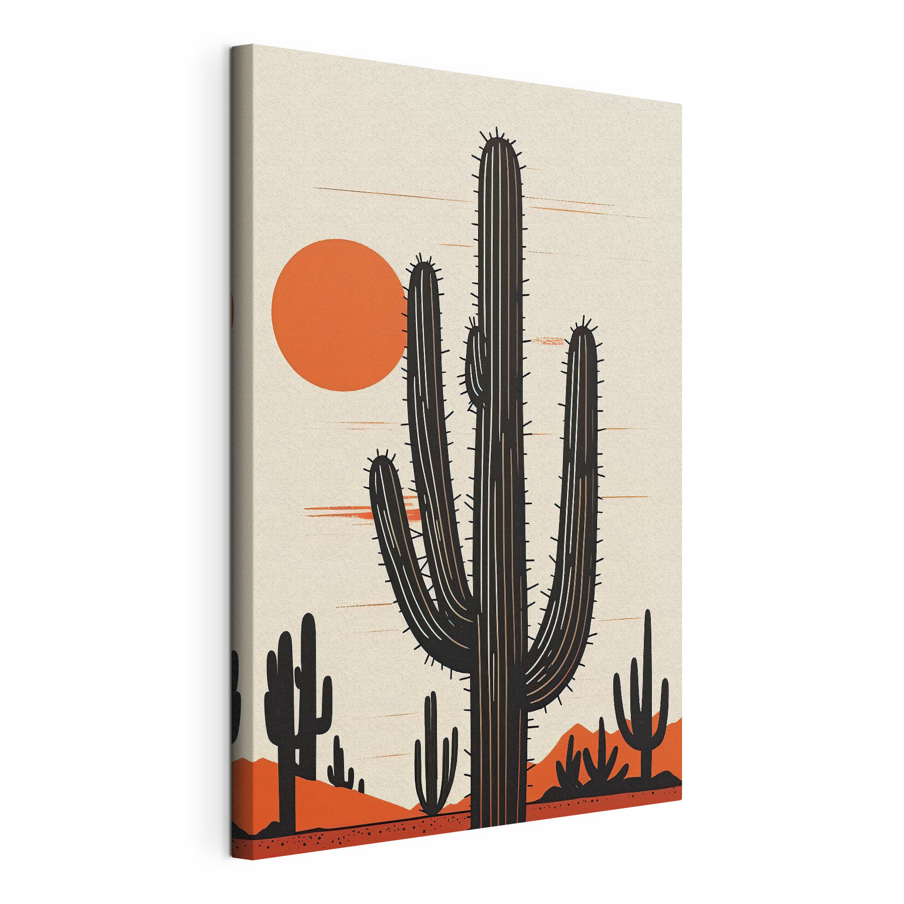 Cactus with a sun in the background