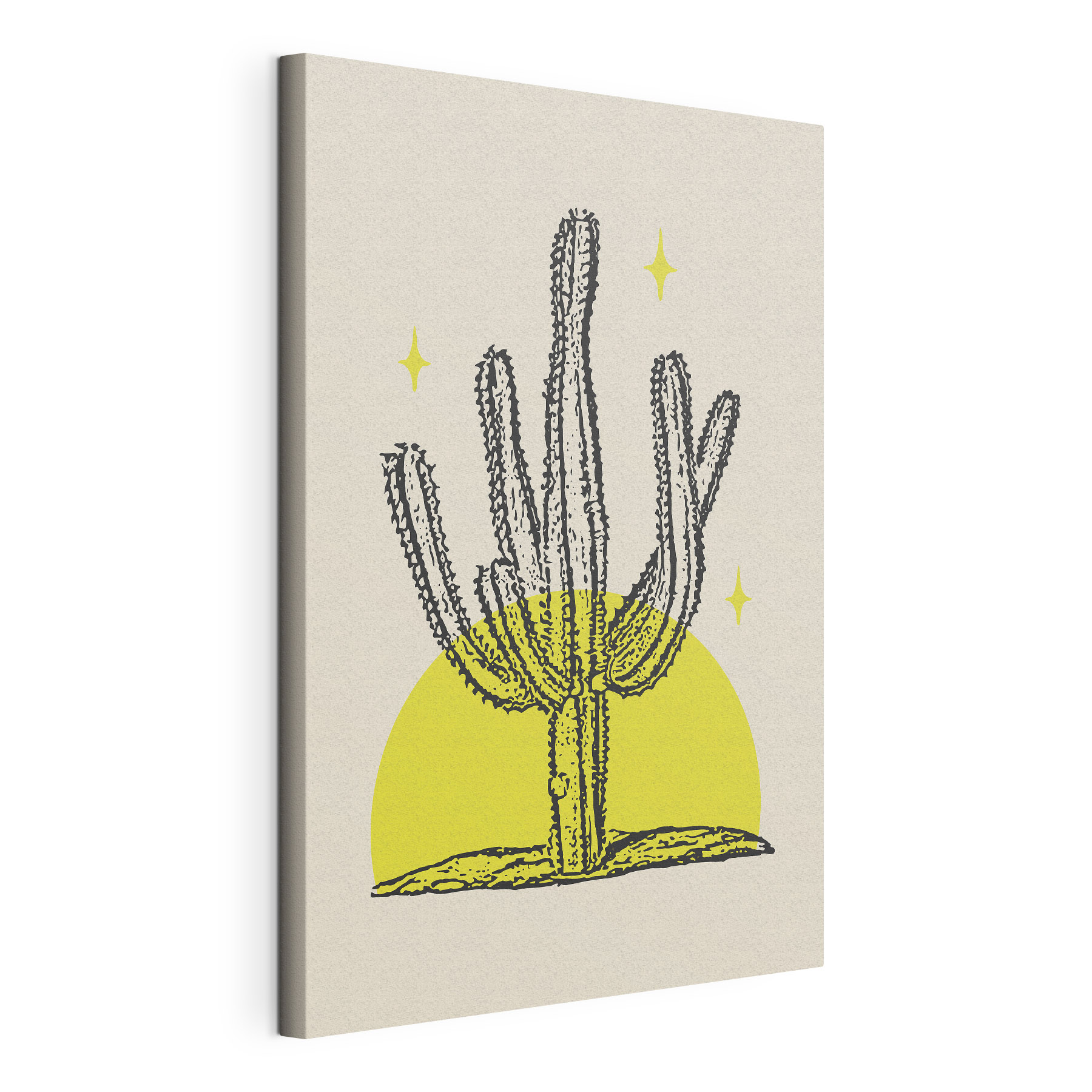 Cactus with a yellow circle and stars Cactus with a yellow circle and stars