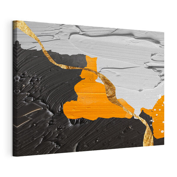 Dipinto in bianco e nero con colori arancione e bianco Quadri Dipinto in bianco e nero con colori arancione e bianco