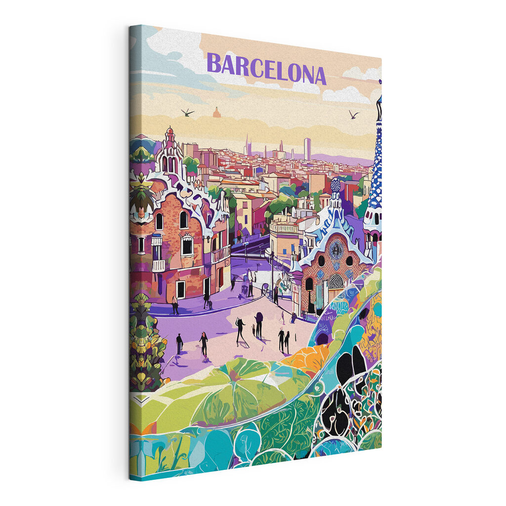 Colorful cityscape with people walking on a street Colorful cityscape with people walking on a street