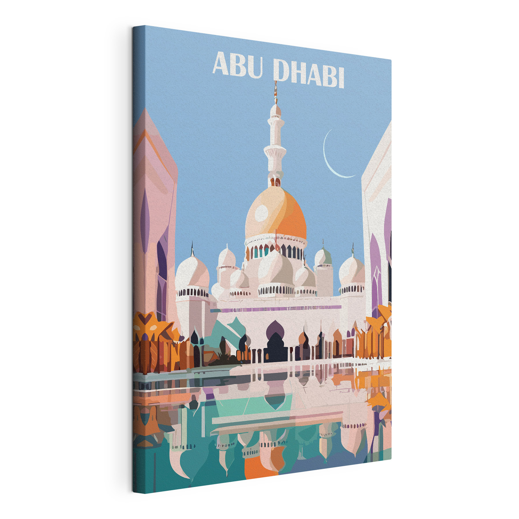 A large building with a dome and a pool with Sheikh Zayed Mosque in the background