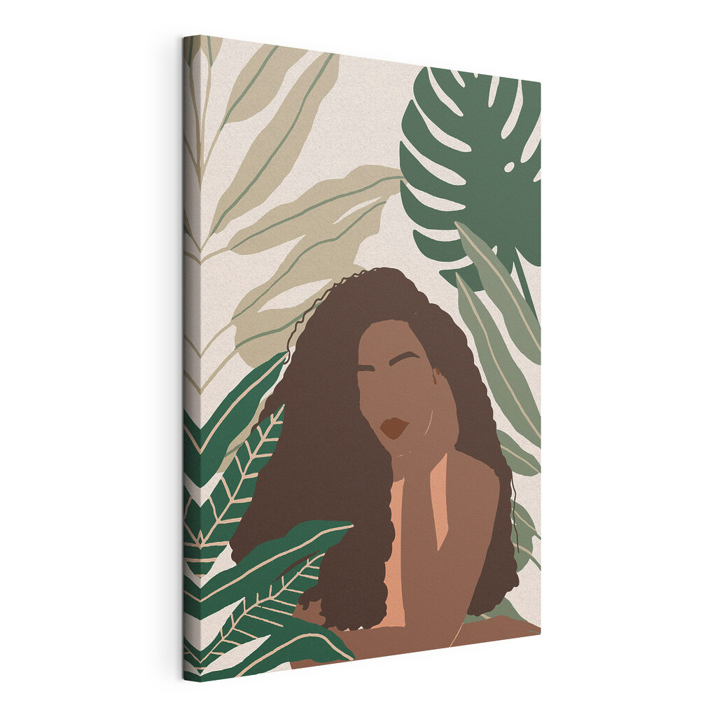 Woman with long hair and a green leafy background Woman with long hair and a green leafy background