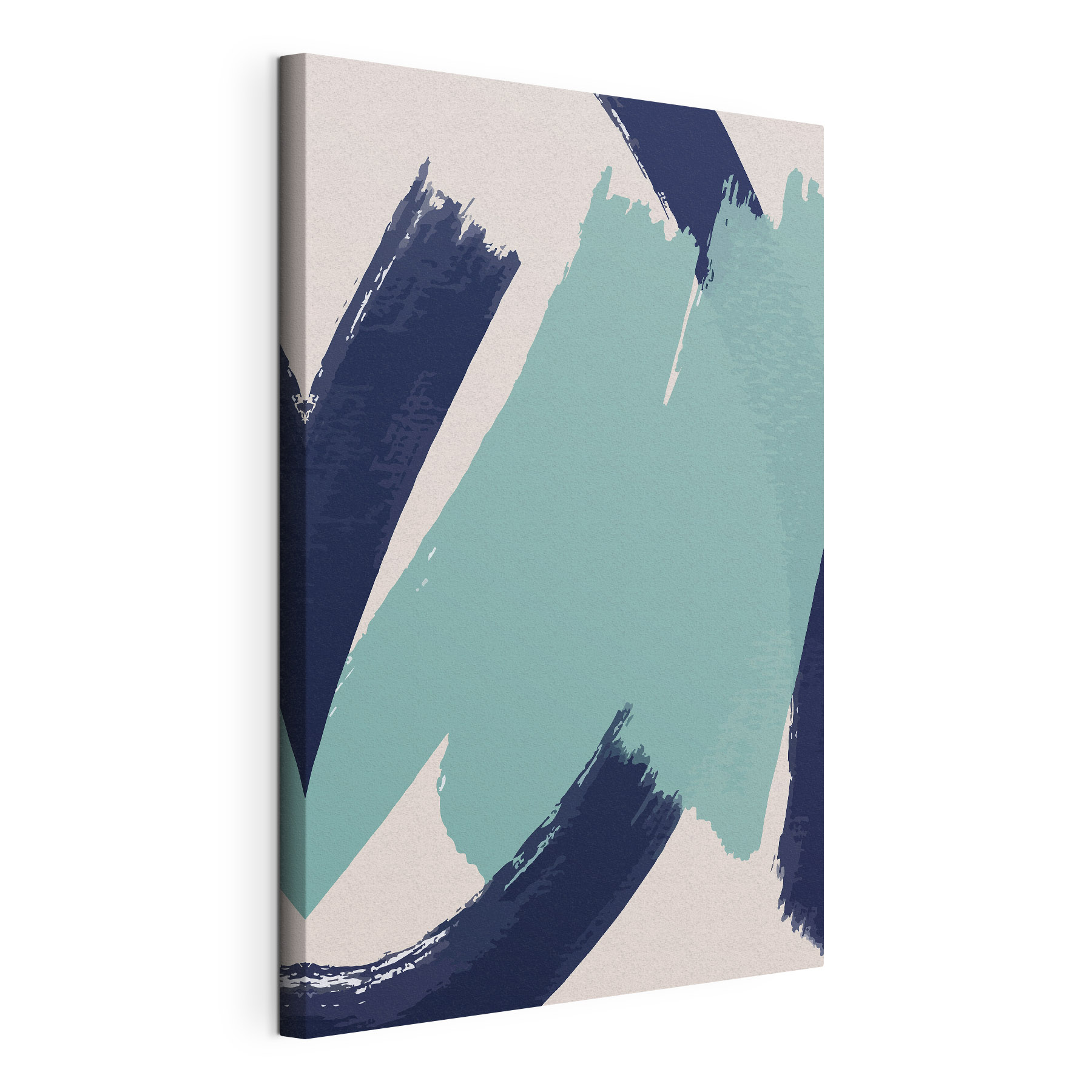 Blue and white paint brush strokes