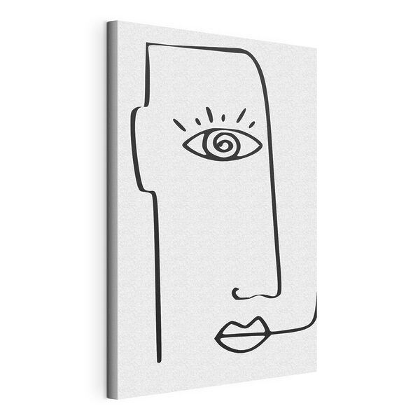 Un disegno in bianco e nero di un volto con occhi e naso Quadri Un disegno in bianco e nero di un volto con occhi e naso