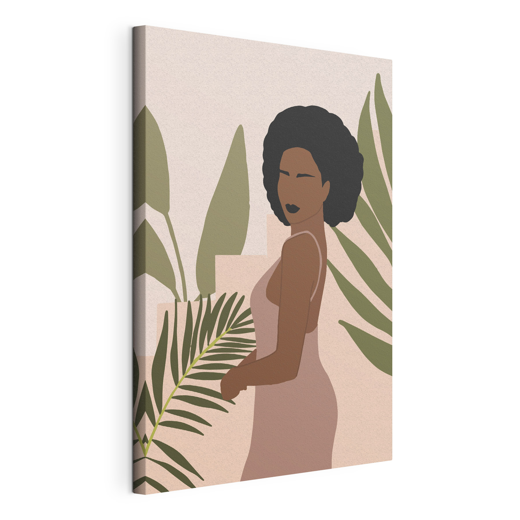 Woman with dark hair and a plant