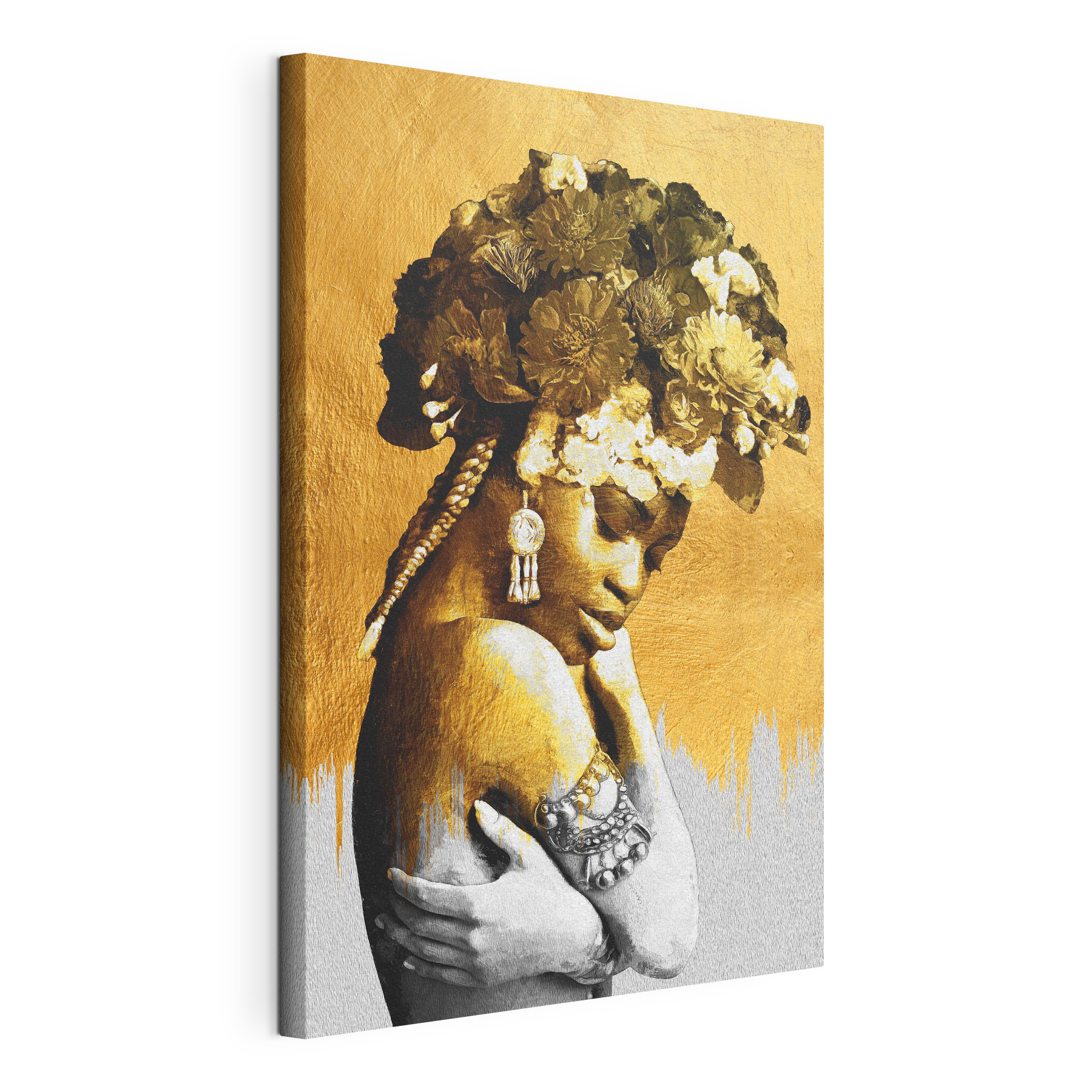 A woman with flowers on her head A woman with flowers on her head