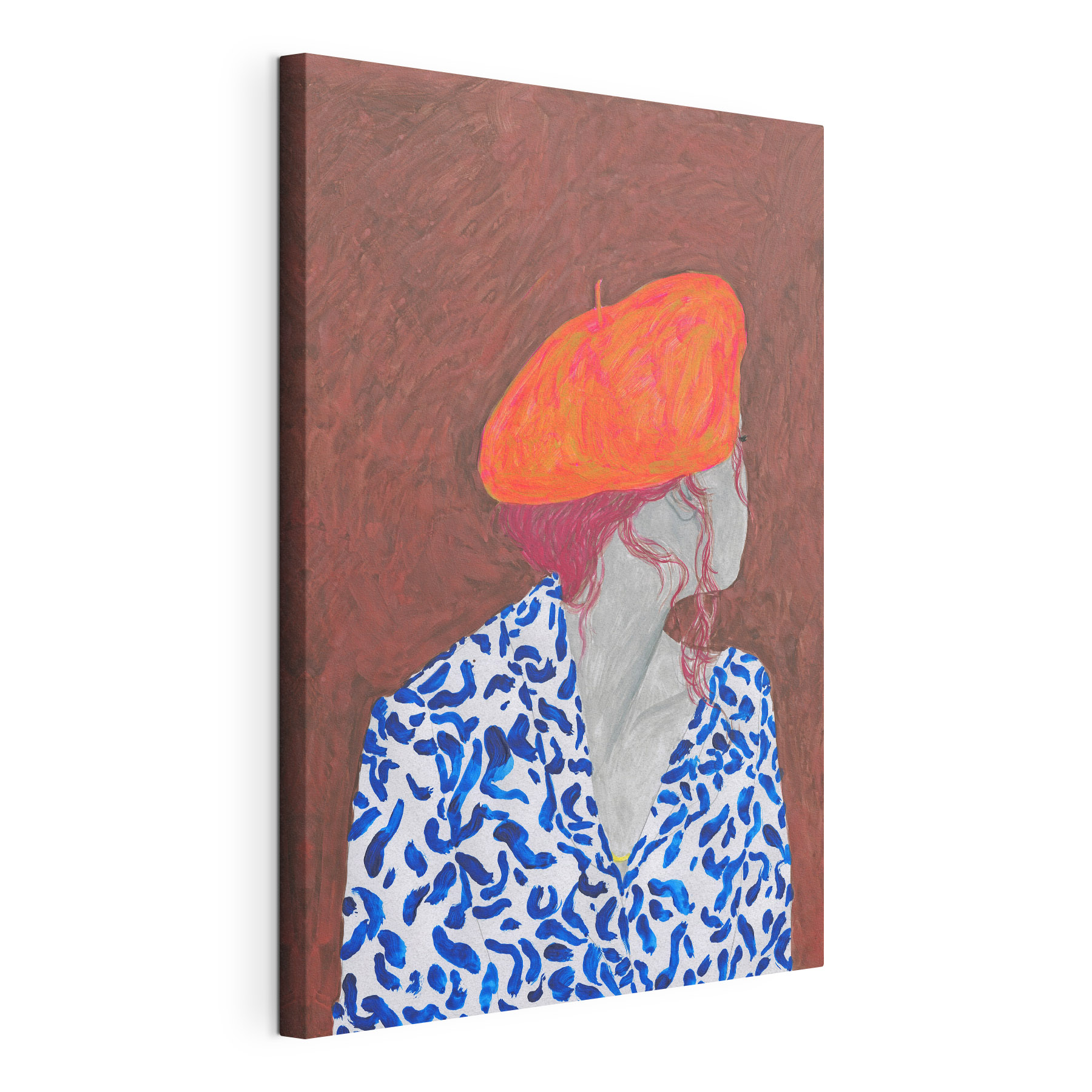 A painting of a woman wearing a hat A painting of a woman wearing a hat