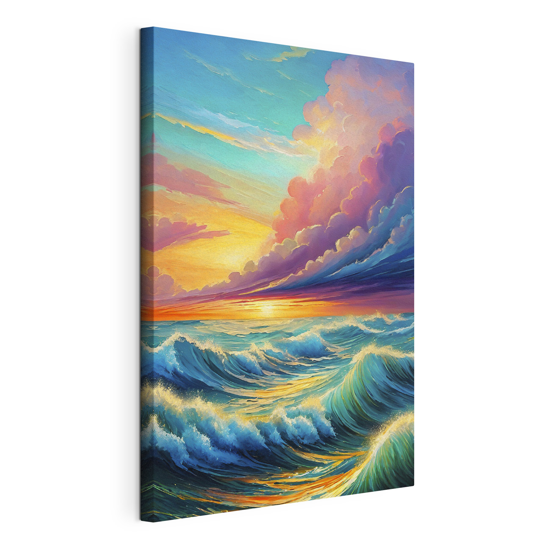 Painting of waves and sunset Painting of waves and sunset