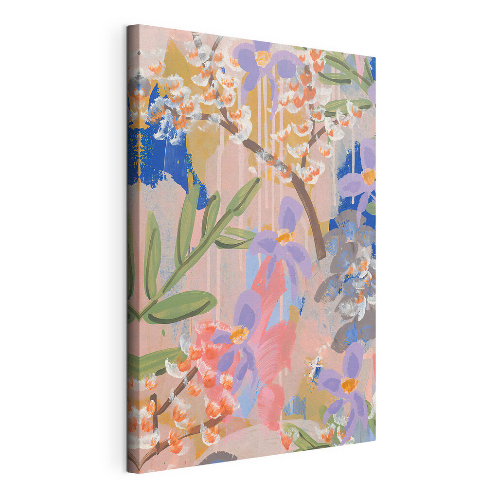A painting of flowers and leaves A painting of flowers and leaves