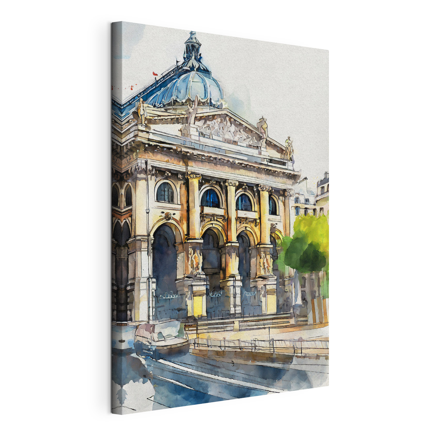 A watercolor of a building