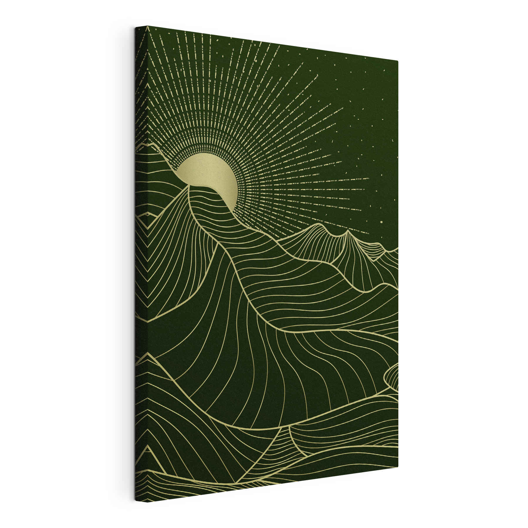 A sun shining through a line art of hills A sun shining through a line art of hills