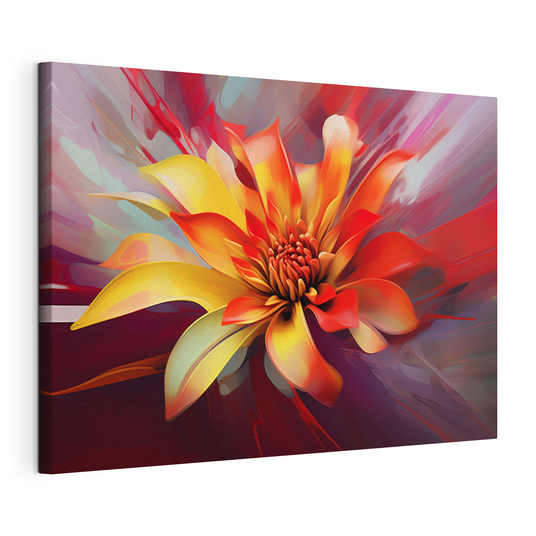 A colorful flower with a red center A colorful flower with a red center