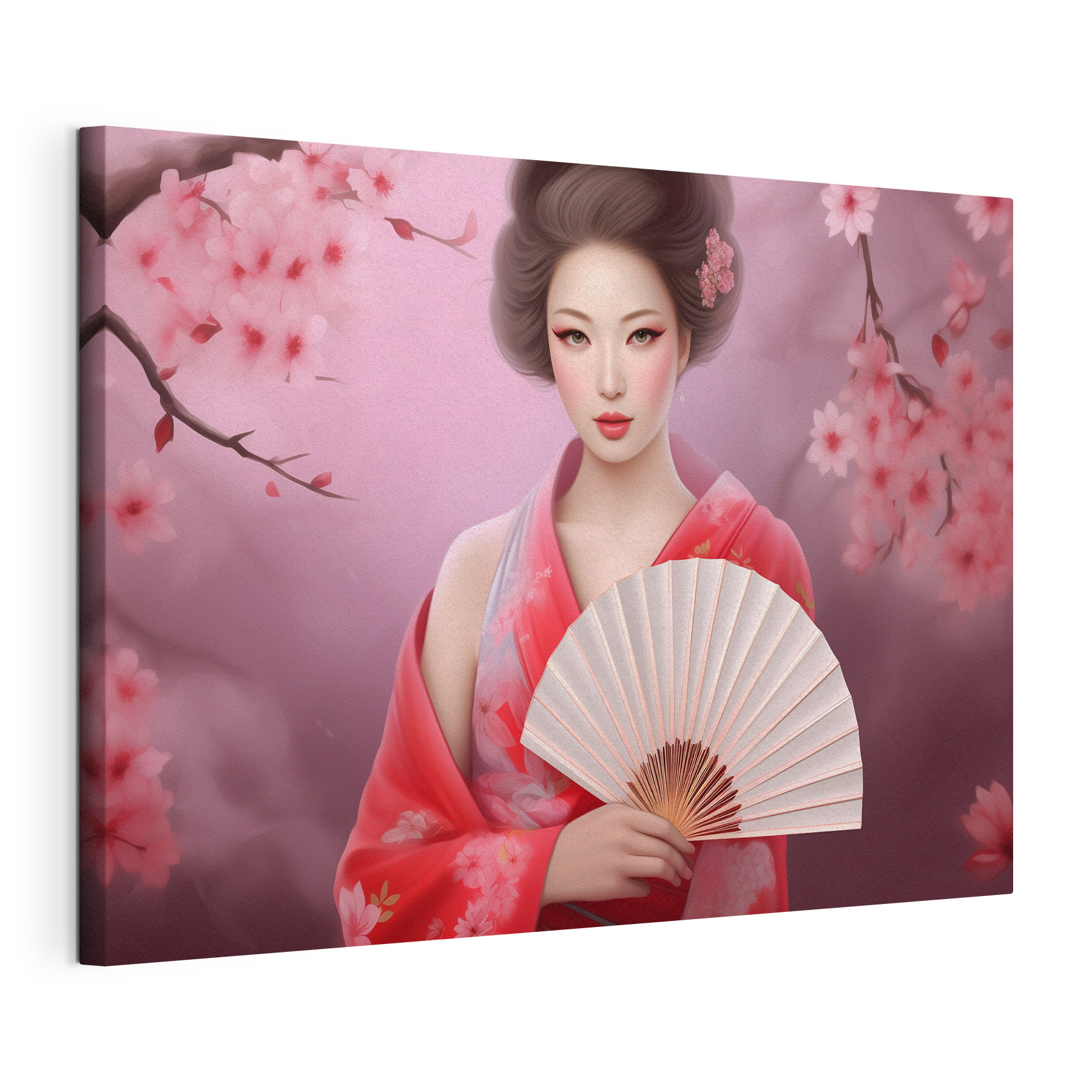 A woman in a kimono holding a fan