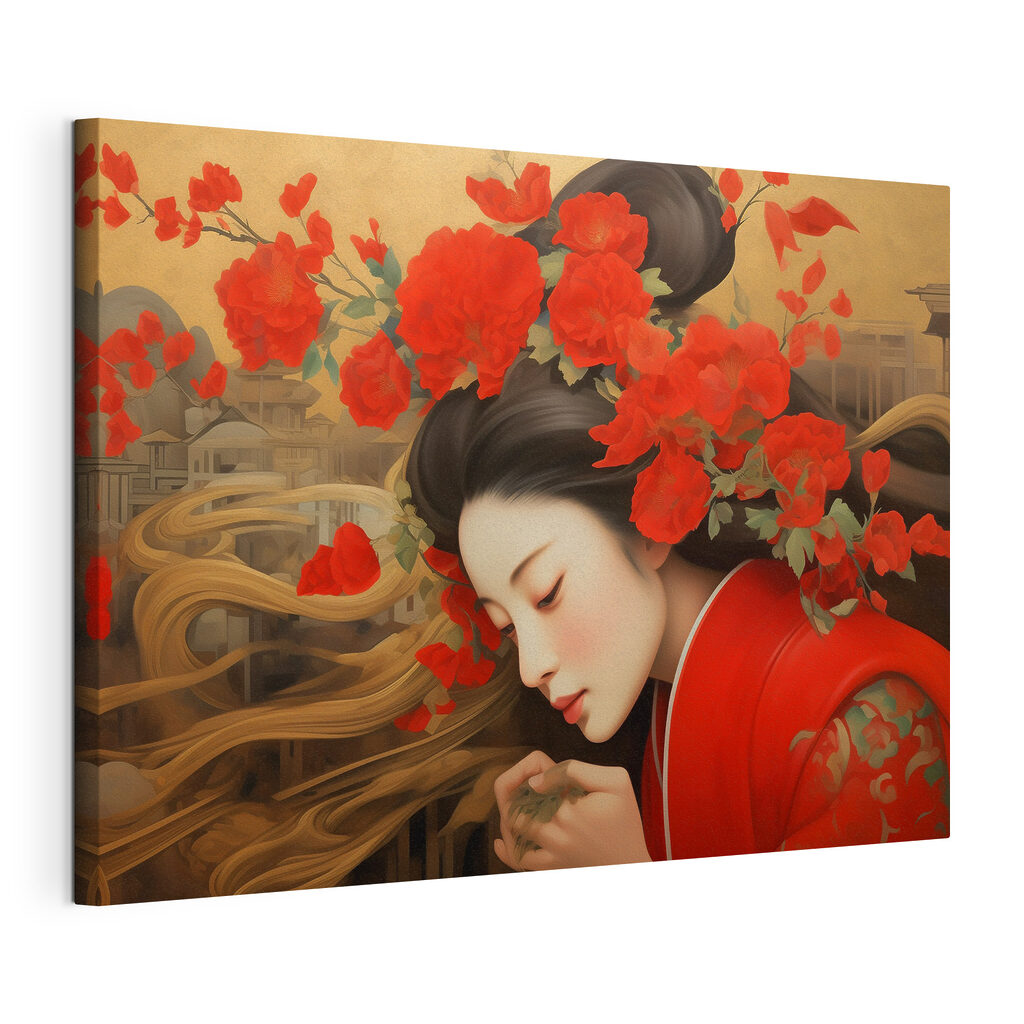 A woman with flowers in her hair