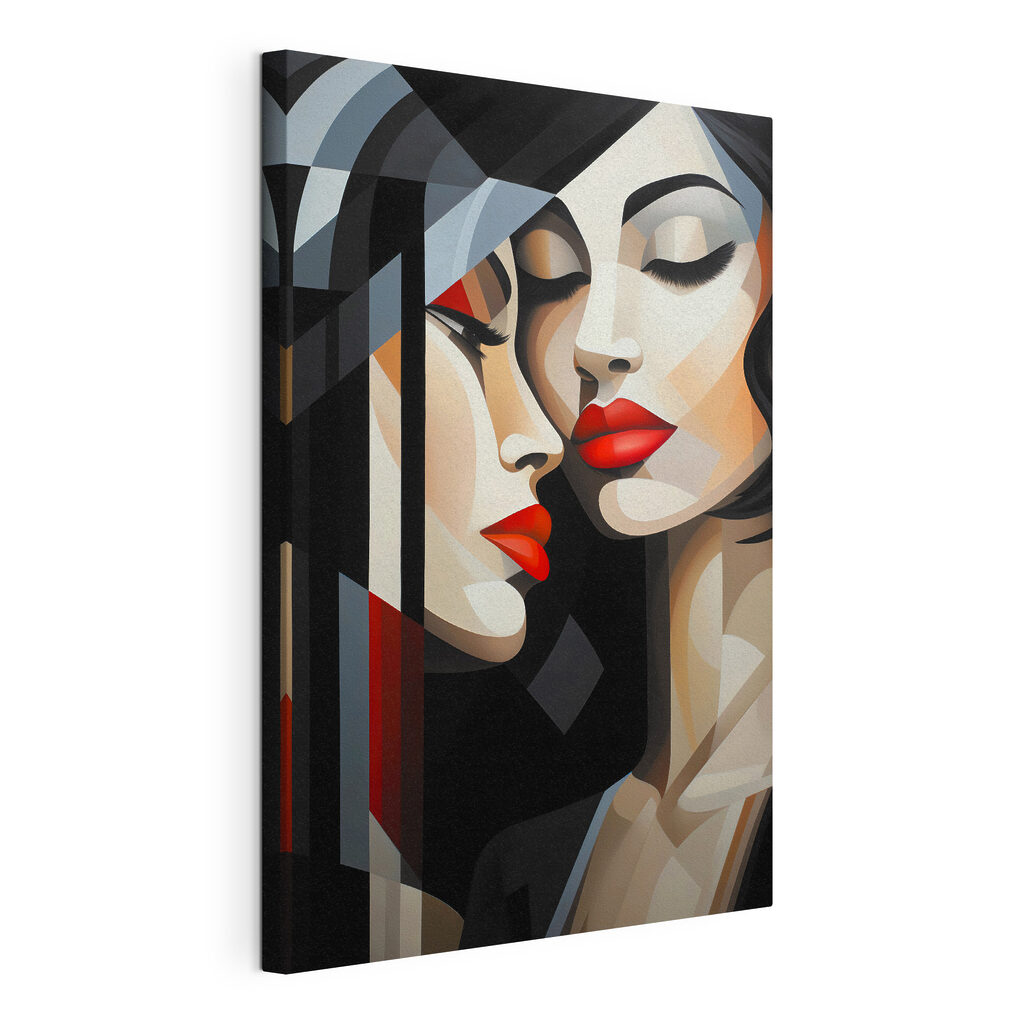 A painting of women with red lips A painting of women with red lips