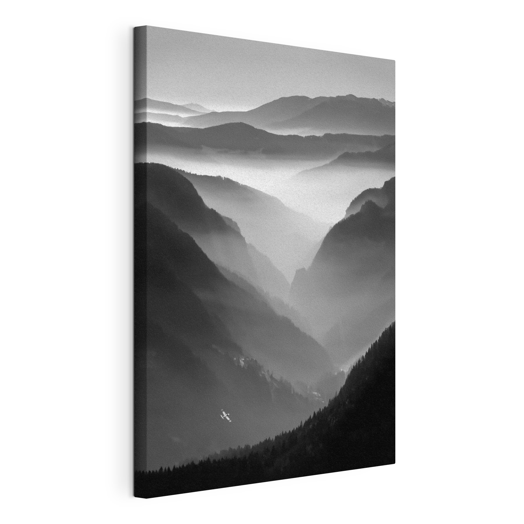 A black and white photo of mountains