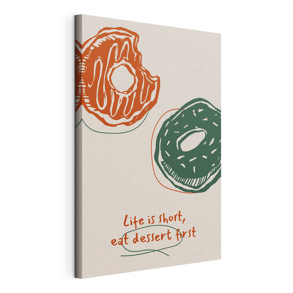 A drawing of donuts with green and orange icing A drawing of donuts with green and orange icing