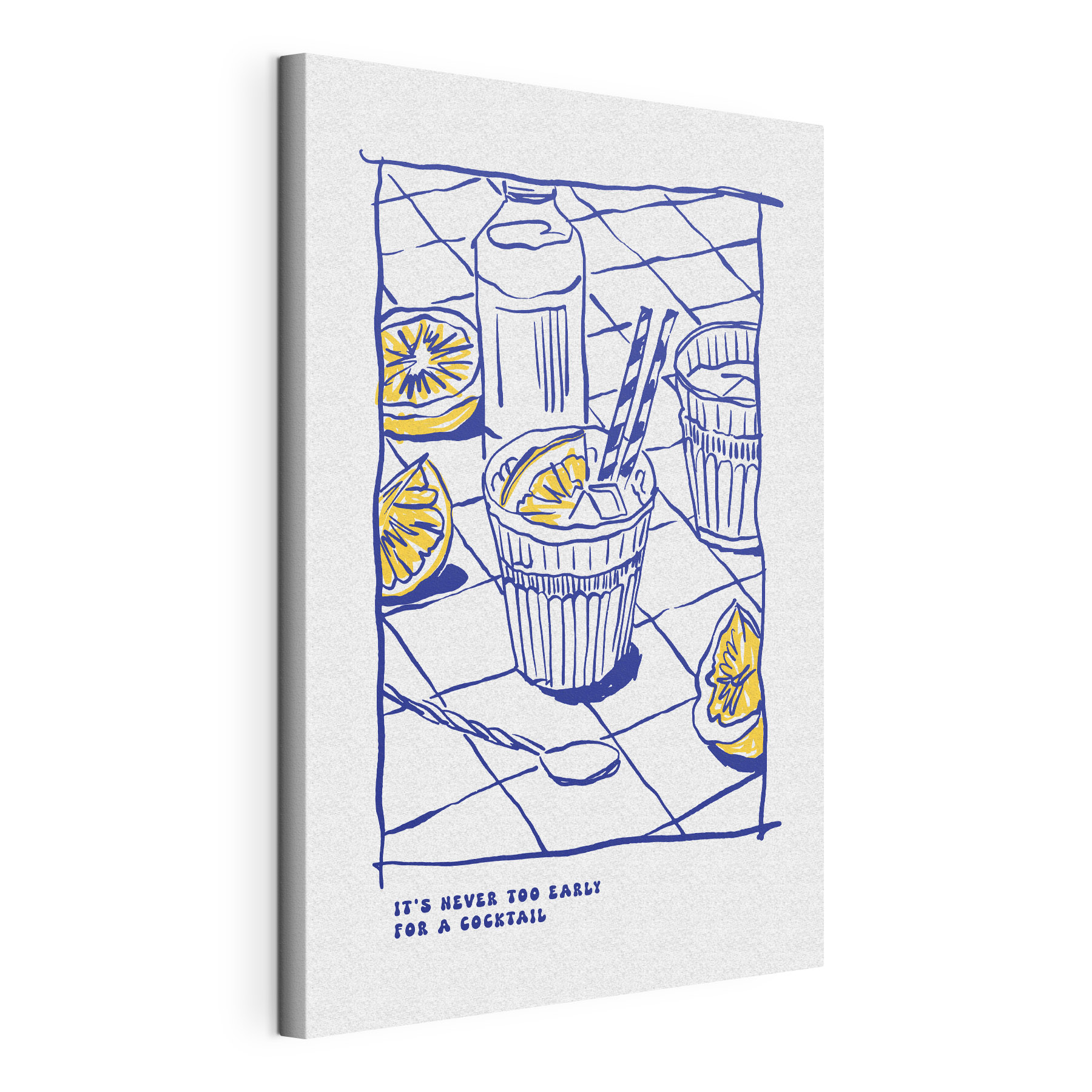 A drawing of a drink and a glass of juice A drawing of a drink and a glass of juice