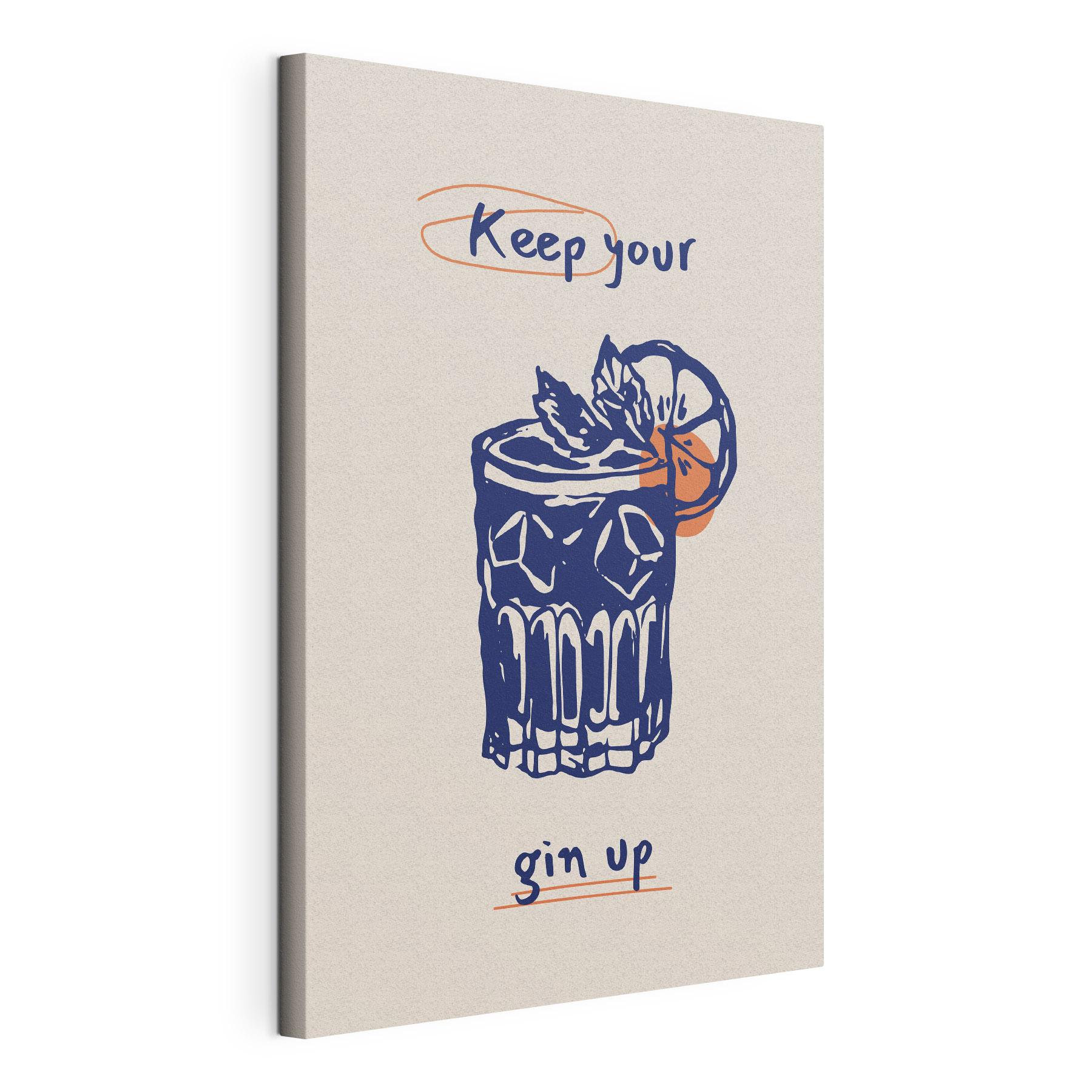 A blue and orange drink with a slice of orange and leaves A blue and orange drink with a slice of orange and leaves