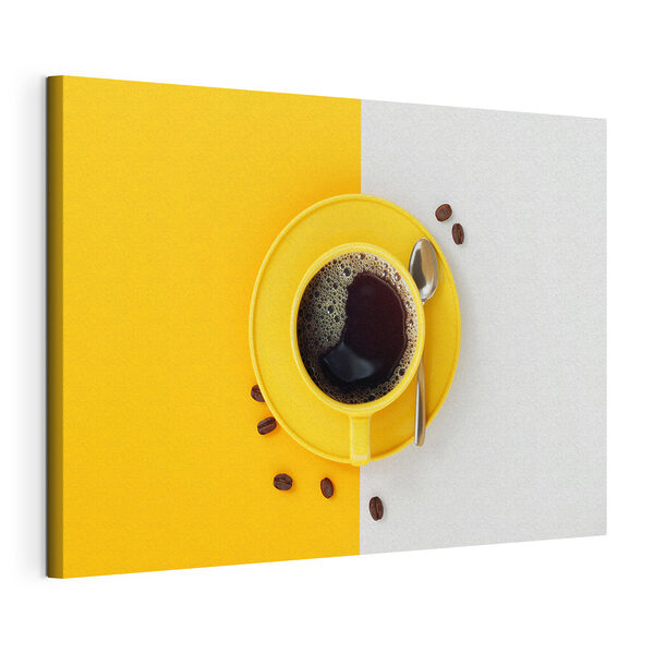 Quadri Una tazza di caffè giallo e chicchi di caffè (COD: s37041) Quadri Quadri Una tazza di caffè giallo e chicchi di caffè (COD: s37041)
