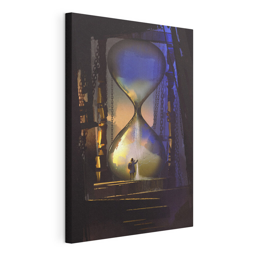 Person standing in a large hourglass Person standing in a large hourglass
