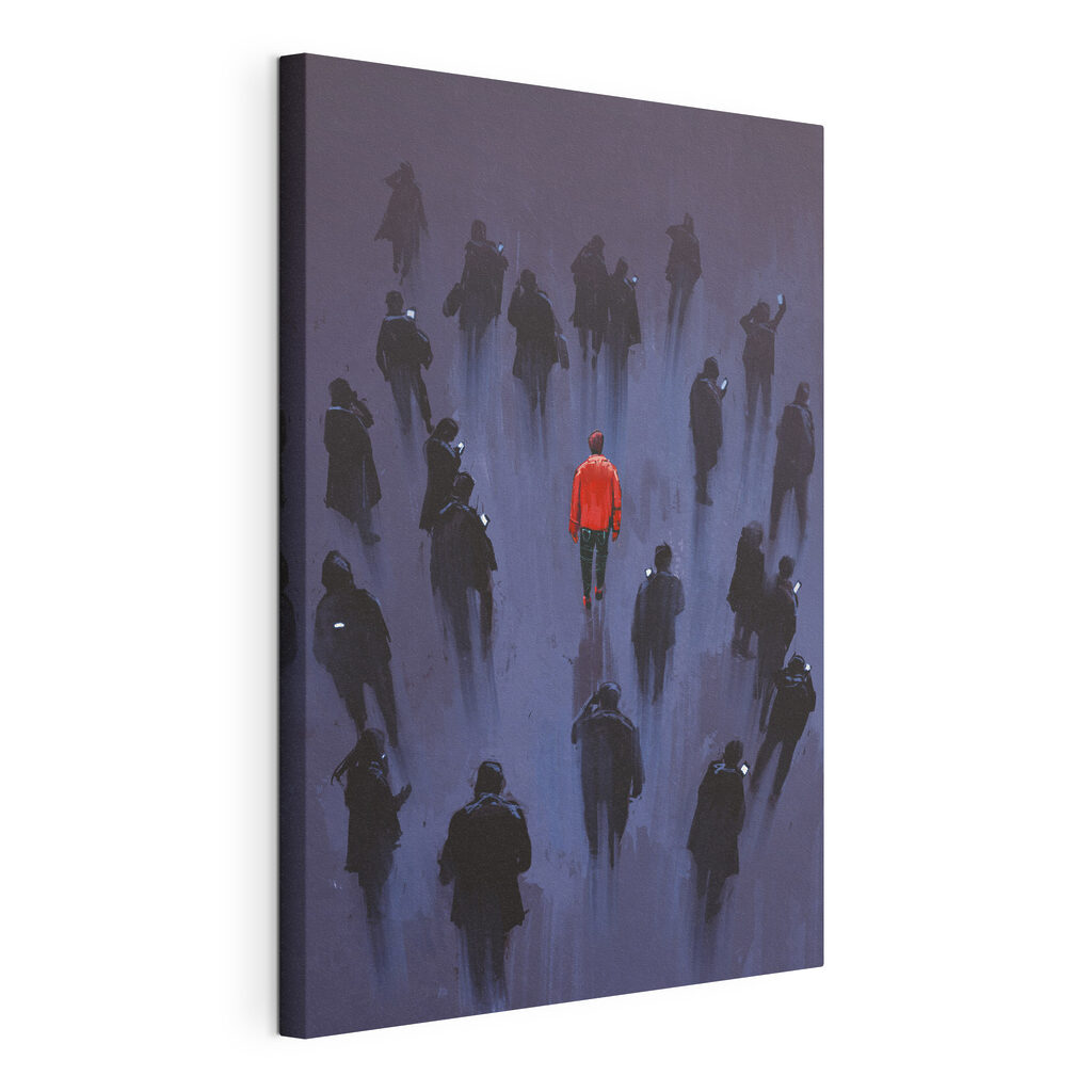 A man standing in a crowd of people A man standing in a crowd of people