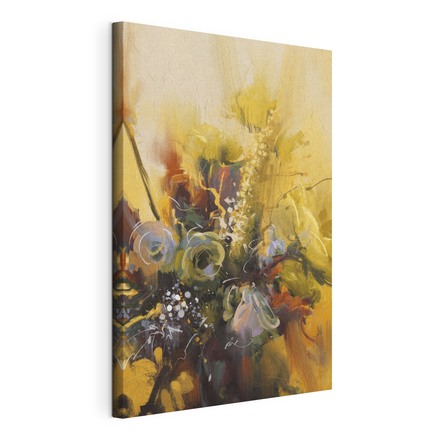 A painting of flowers in a vase