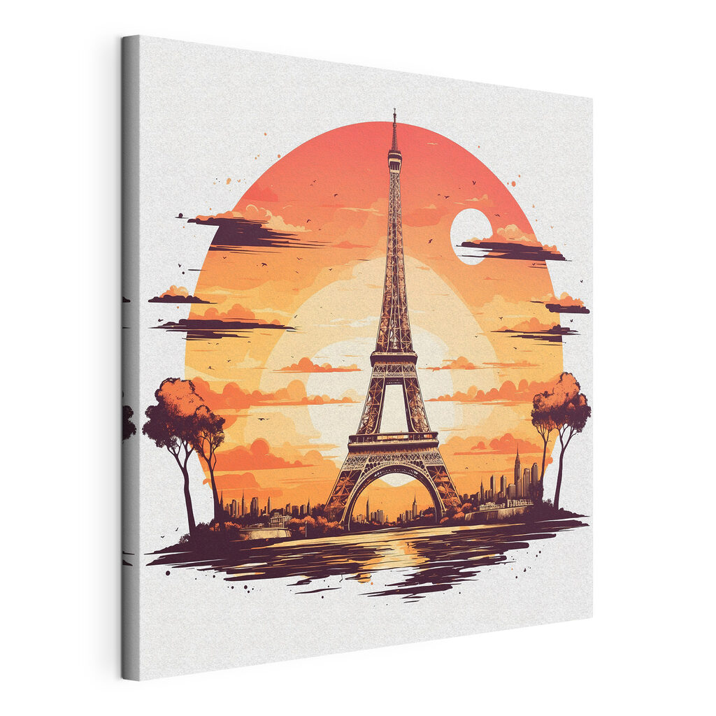 A tower with a sunset behind it