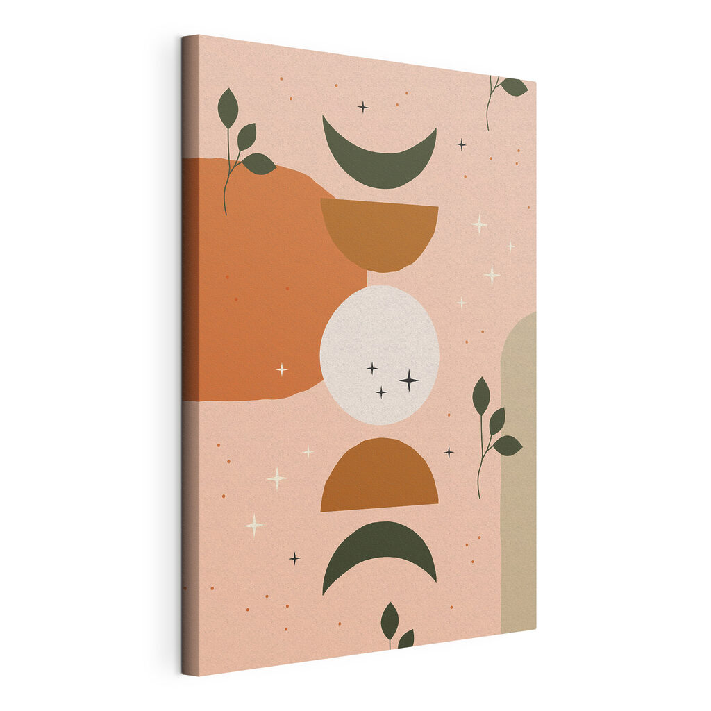 A colorful pattern with leaves and circles A colorful pattern with leaves and circles