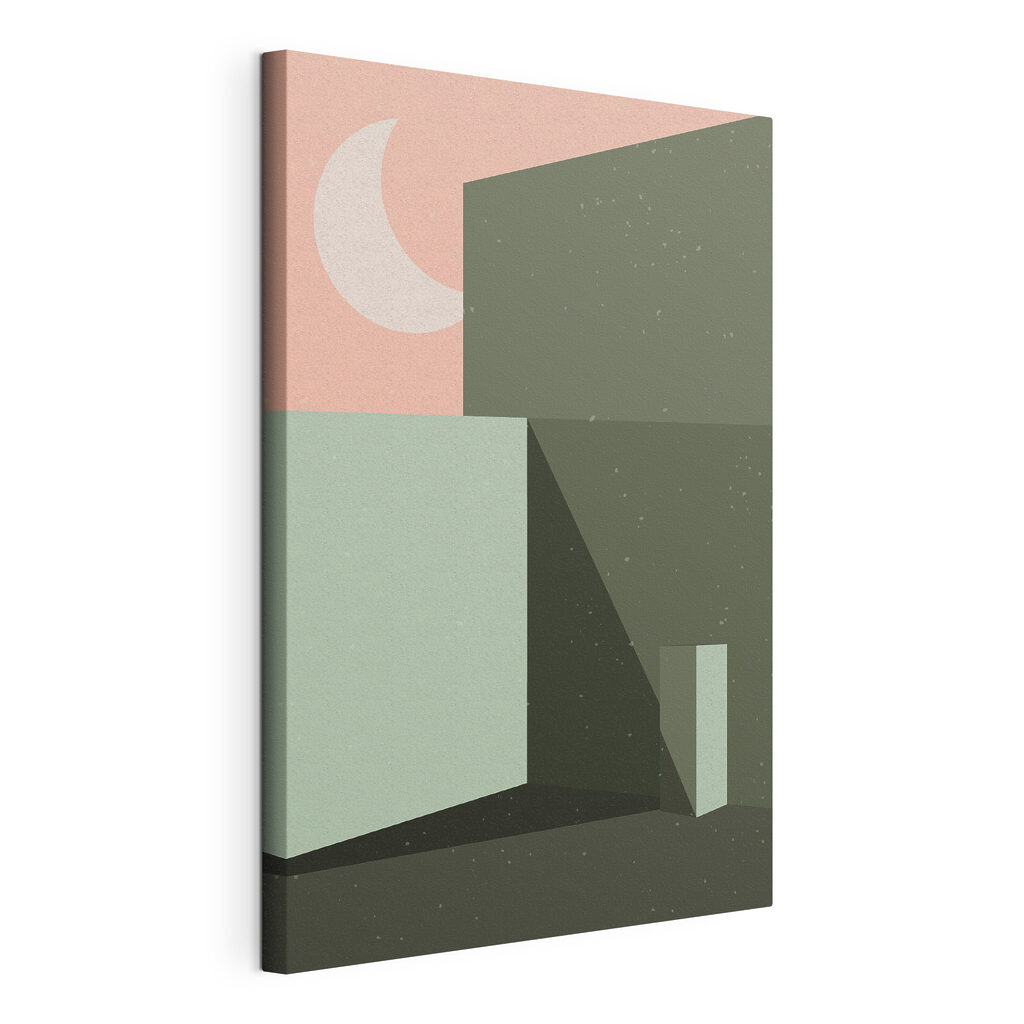A room with a square object and a light in the background