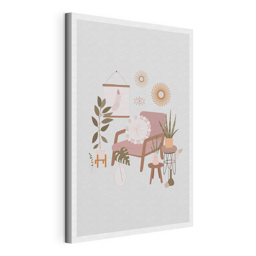 A chair and plants in a room