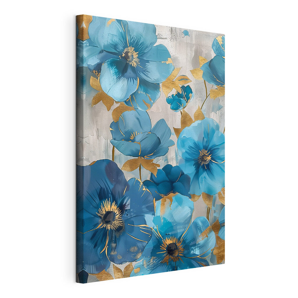Blue blooms with metallic accents