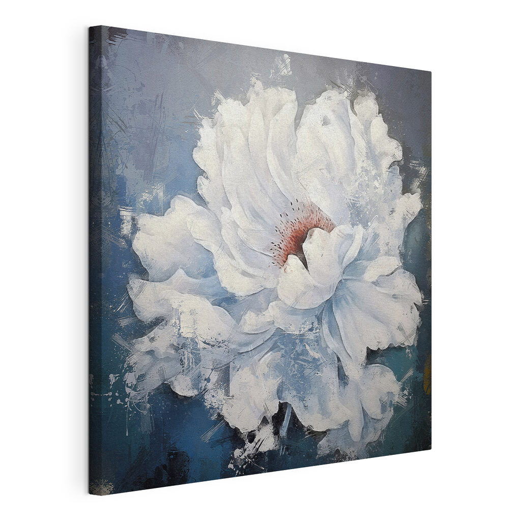 A white flower with a red center A white flower with a red center