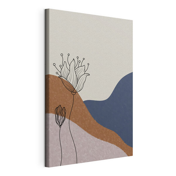 Quadri Quadri Un disegno di fiori su uno sfondo di colline blu e marroni (COD: s37275)