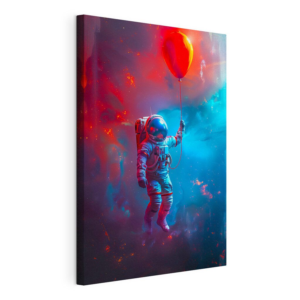 An astronaut holding a red balloon An astronaut holding a red balloon