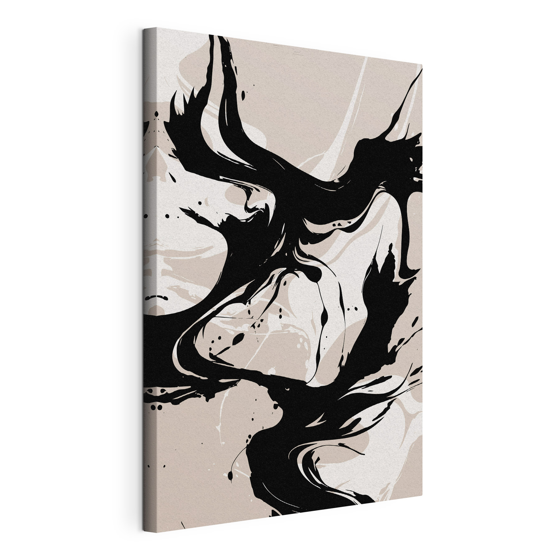 A black and white swirls on a tan background