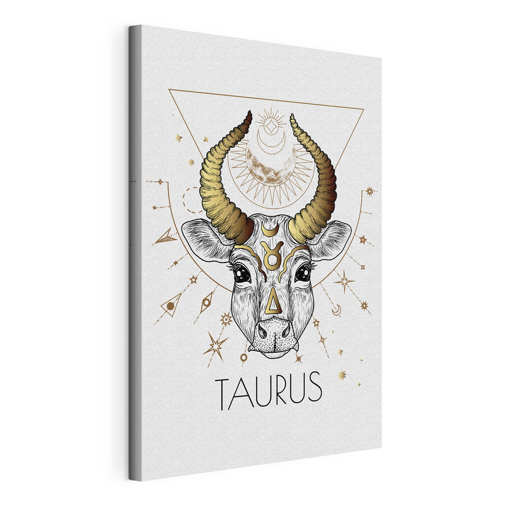 A drawing of a bull with horns