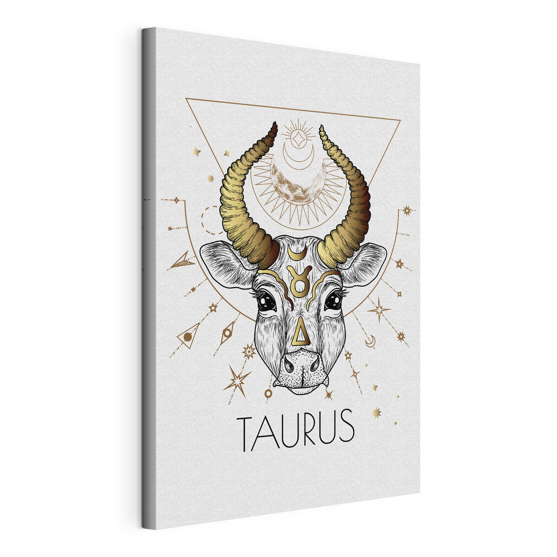 A drawing of a bull with horns