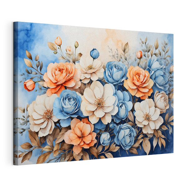 Quadri Quadri Un dipinto di fiori su sfondo blu (COD: s37335)