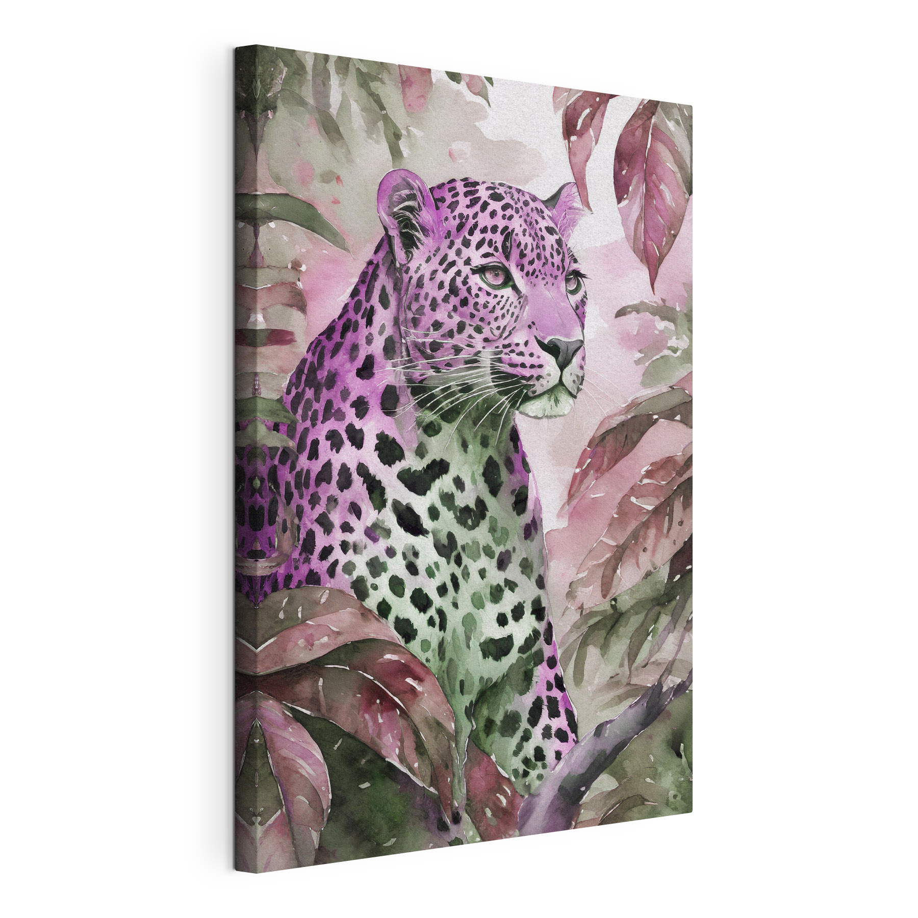 A watercolor painting of a leopard